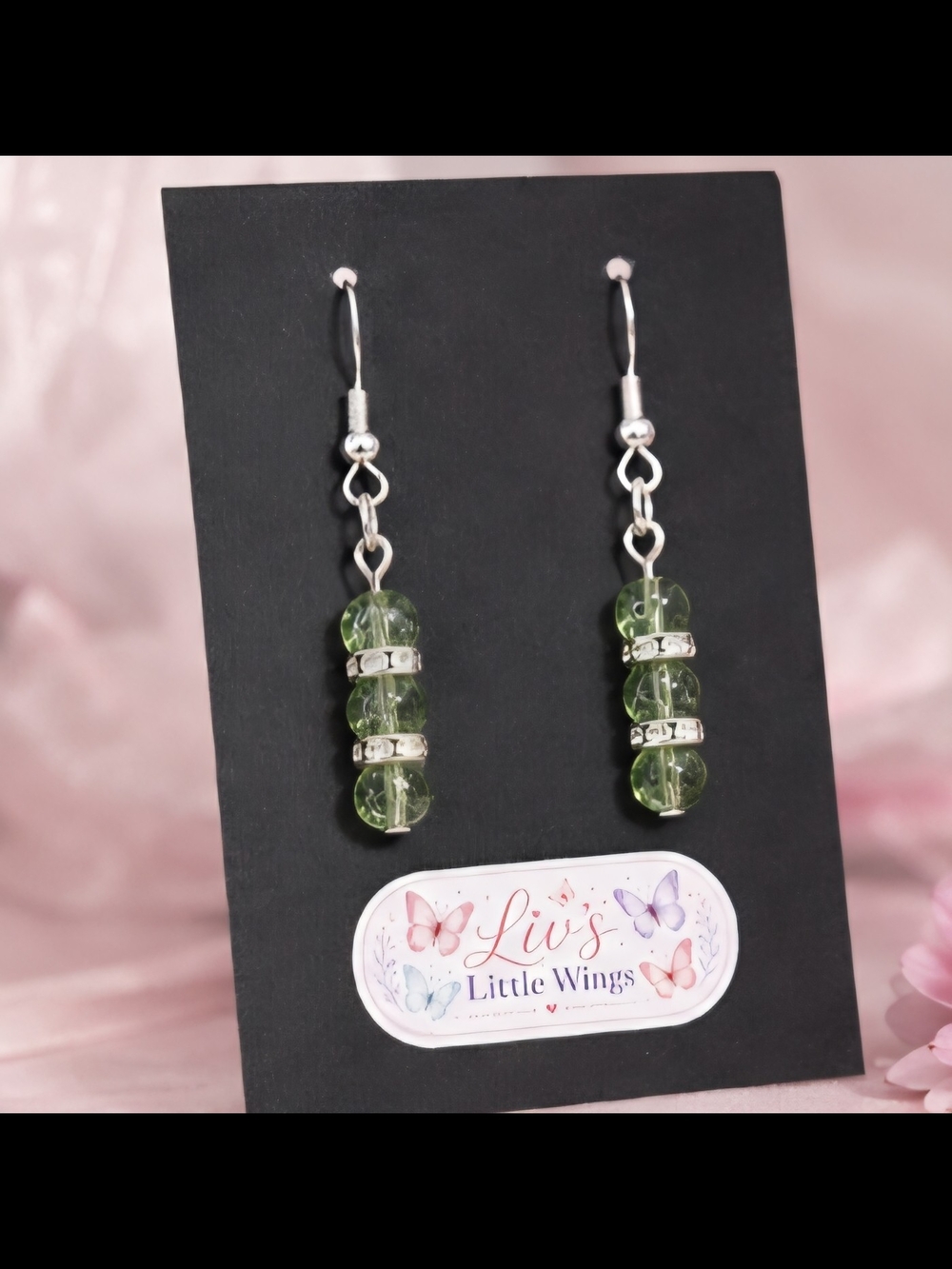 Green Bead Drop Earrings